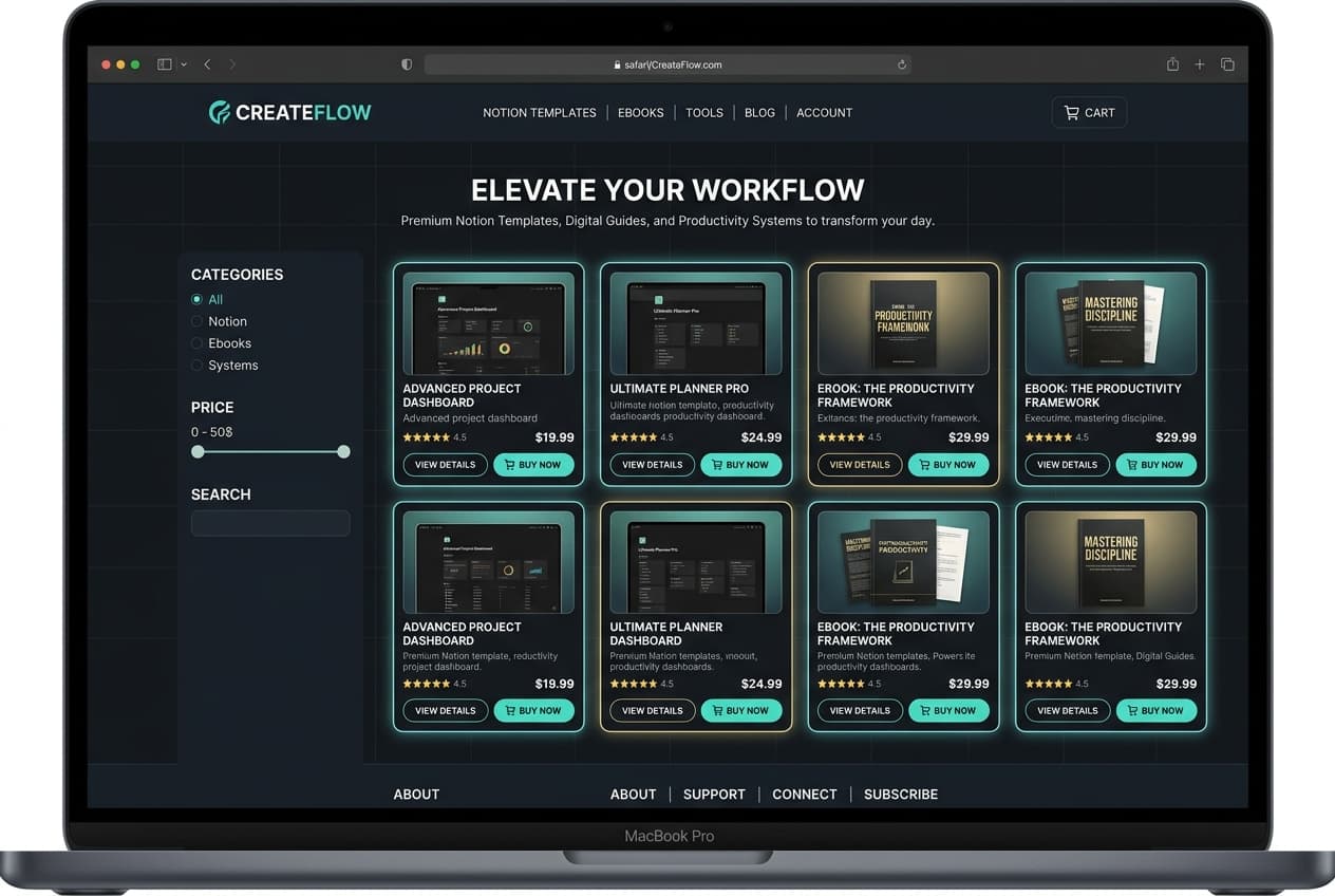 DigitalCraft Hub — sklep z produktami cyfrowymi i Notion